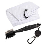 Asciugamano con gancio + spazzola per la pulizia delle mazze Set per la pulizia del golf, Towel + Brush White, Towel + Brush Grey, Towel + Brush Blue, Towel + Brush Black