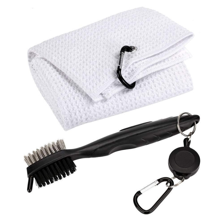 Asciugamano con gancio + spazzola per la pulizia delle mazze Set per la pulizia del golf, Towel + Brush White, Towel + Brush Grey, Towel + Brush Blue, Towel + Brush Black