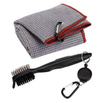 Asciugamano con gancio + spazzola per la pulizia delle mazze Set per la pulizia del golf, Towel + Brush White, Towel + Brush Grey, Towel + Brush Blue, Towel + Brush Black