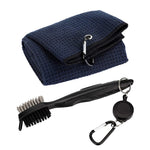 Asciugamano con gancio + spazzola per la pulizia delle mazze Set per la pulizia del golf, Towel + Brush White, Towel + Brush Grey, Towel + Brush Blue, Towel + Brush Black