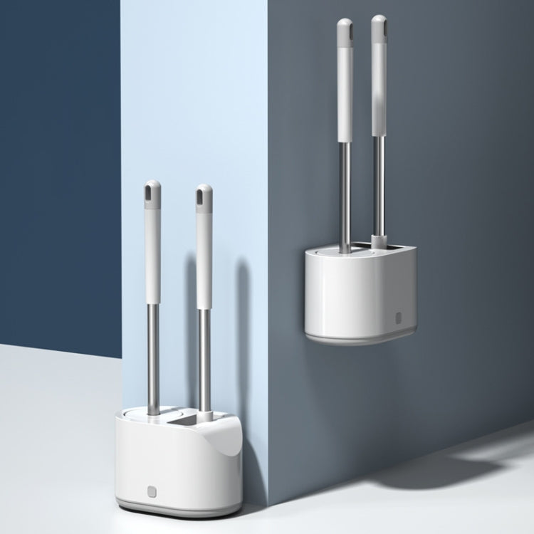 Set di scopini per WC con doppia testa in silicone MT2, Landing Type, Wall-mount  Type