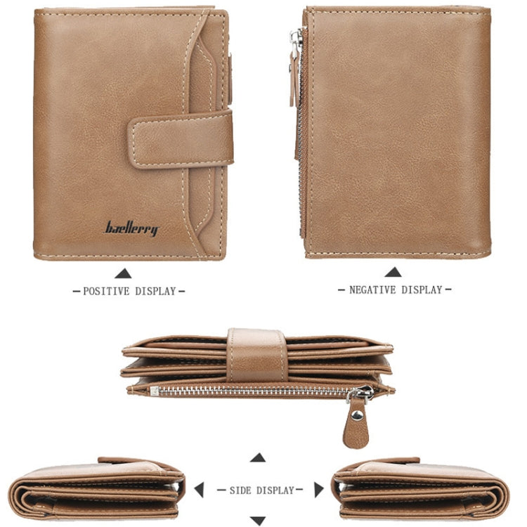 Baellerry D3218 Men Short Multi-Card Slot Portafoglio con cerniera Porta carte di grande capacità