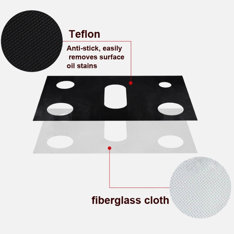 Fornello a gas Pad antiolio a 5 fori Copertura protettiva in teflon Pad anti-sporco, 0.2mm, 0.3mm, 0.4mm