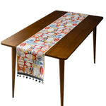 Runner da tavola con nappe in poliestere ciniglia per la casa, 33x140cm, 33x160cm, 33x180cm, 33x200cm, 33x220cm, 33x260cm, 33x300cm, 33x240cm