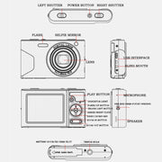 Fotocamera digitale C8 4K da 2,7 pollici con schermo LCD HD Fotocamera retrò, versione:, 30W Standard Version  White, 30W  Standard Version Black, 48W Upgraded Version White, 48W Upgraded Version Black