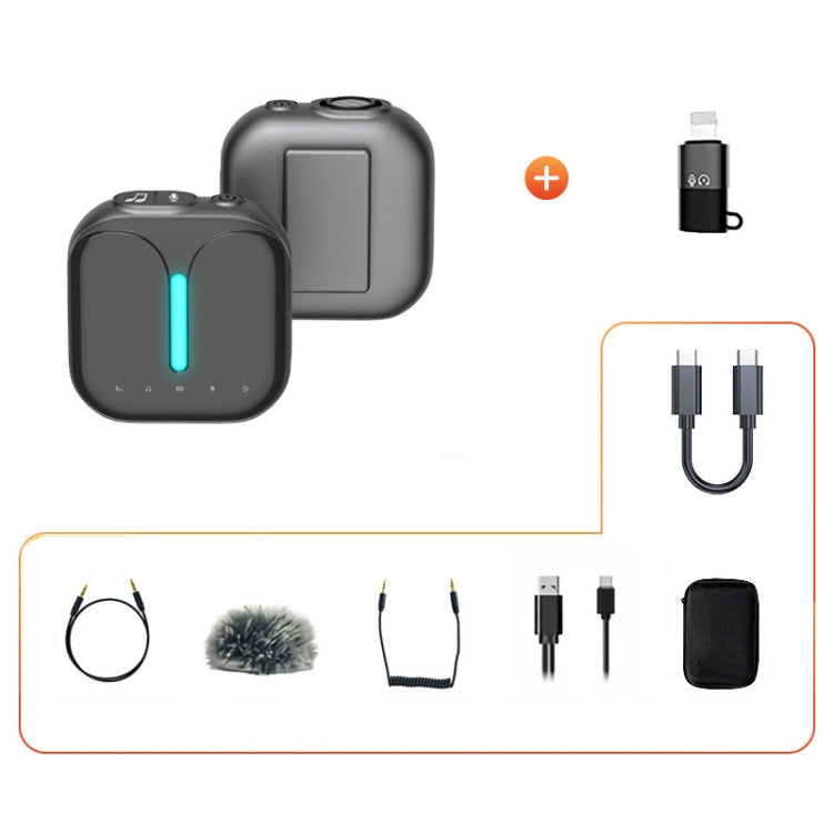 Microfono lavalier wireless professionale per esterni con cancellazione del rumore, Type-C, Type-C+Apple Adapter, Type-C+External Microphone, Type-C+Apple Adapter+External Microphone