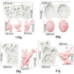 Stampo in silicone per argilla da forno al cioccolato con uovo di coniglietto pasquale da 2 pezzi, Three Rabbits, Double Egg, Carrot Rabbit, Bouquet Bunny