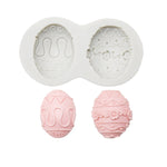 Stampo in silicone per argilla da forno al cioccolato con uovo di coniglietto pasquale da 2 pezzi, Three Rabbits, Double Egg, Carrot Rabbit, Bouquet Bunny