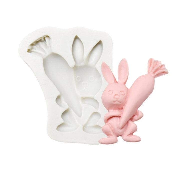 Stampo in silicone per argilla da forno al cioccolato con uovo di coniglietto pasquale da 2 pezzi, Three Rabbits, Double Egg, Carrot Rabbit, Bouquet Bunny