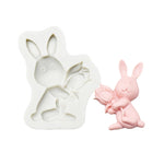 Stampo in silicone per argilla da forno al cioccolato con uovo di coniglietto pasquale da 2 pezzi, Three Rabbits, Double Egg, Carrot Rabbit, Bouquet Bunny
