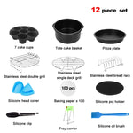 12 pezzi/set 7 pollici friggitrice ad aria accessori da forno set in acciaio inox, 12 PCS/Set
