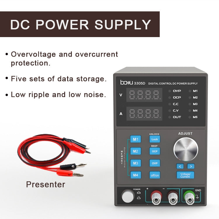 BAKU BA-3305D Alimentatore CNC DC 5A/30V ad alta potenza, BA-3305D US Plug, BA-3305D EU Plug