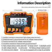 ANENG MH10 Tester di resistenza di isolamento digitale ad alta precisione, Orange, Blue