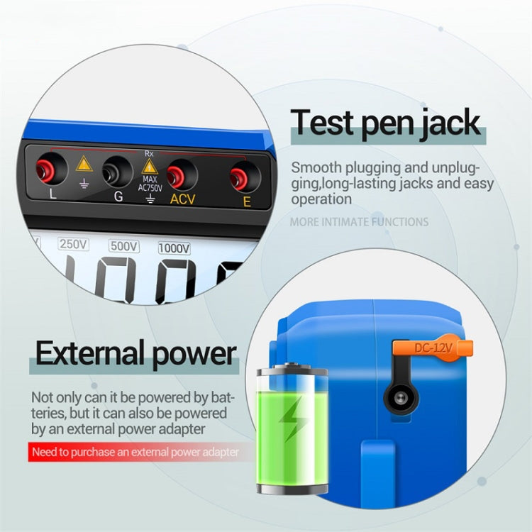 ANENG MH10 Tester di resistenza di isolamento digitale ad alta precisione, Orange, Blue