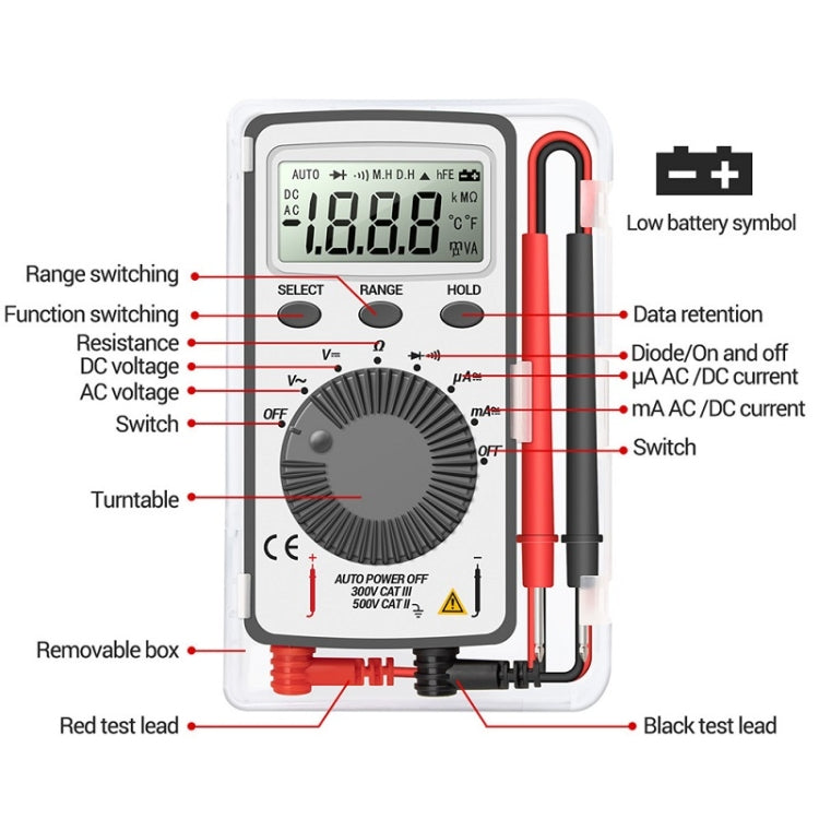 ANENG AN-101 Mini multimetro di tensione e corrente con display digitale ultrasottile