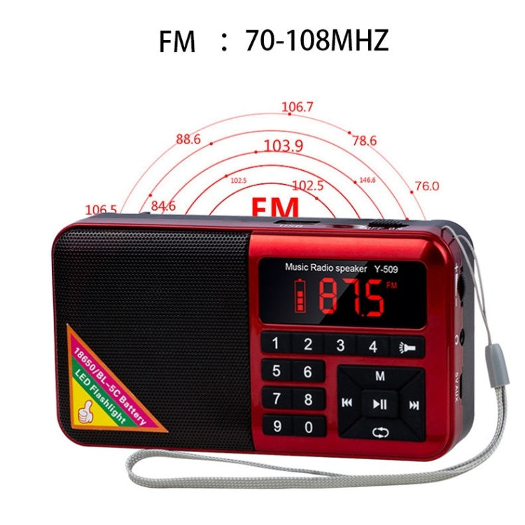 Bluetooth Card Radio Lettore FM digitale, specifiche: Y-509FM (senza pannello solare), Red, Gold, Blue, Black