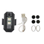 Luce di avvertimento per giro notturno in bicicletta Luce per aeroplano per moto UAV Luce notturna di ricarica USB, 3 Colors