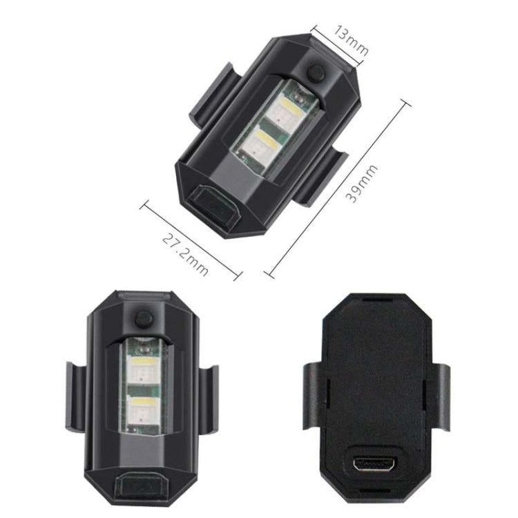 Luce di avvertimento per giro notturno in bicicletta Luce per aeroplano per moto UAV Luce notturna di ricarica USB, 3 Colors
