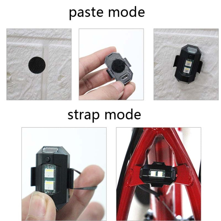 Luce di avvertimento per giro notturno in bicicletta Luce per aeroplano per moto UAV Luce notturna di ricarica USB, 3 Colors