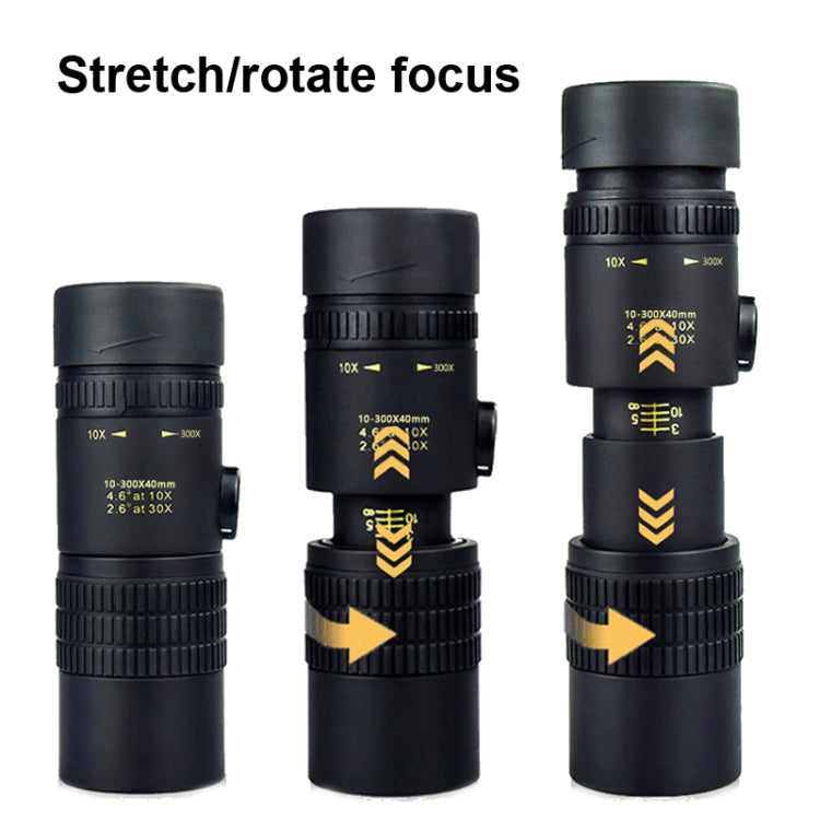 Telescopio monoculare HD 10-300x40 BAK4 Prism Telescope, stile:, Standard, With Photo Holder+Tripod