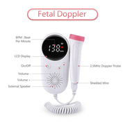 W8-25 Doppler della frequenza cardiaca fetale Monitor del battito cardiaco domestico alimentato a batteria