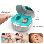 Amplificatore acustico TWS On-Ear con vano di ricarica