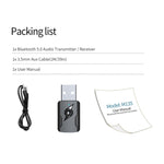 2 PCS 5.0 Trasmettitore Bluetooth Ricevitore AUX Adattatore audio per computer a doppia uscita USB, M136