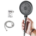 Ugello per doccia sovralimentato in silicone portatile domestico, stile:, White, Black, Silver, White+Soft Tube+Space Aluminum Seat, Black+Soft Tube+Space Aluminum Seat, Silver+Soft Tube+Space Aluminum Seat