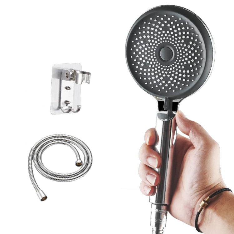 Ugello per doccia sovralimentato in silicone portatile domestico, stile:, White, Black, Silver, White+Soft Tube+Space Aluminum Seat, Black+Soft Tube+Space Aluminum Seat, Silver+Soft Tube+Space Aluminum Seat
