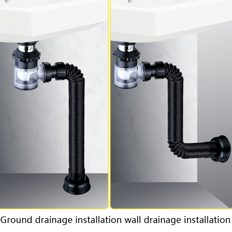 Tubo dell'acqua per lavabo deodorante per uso domestico, stile:, A Black Flap With Basket and Overflow, B White Flap With Basket and Overflow, C Black Flap No Basket With Overflow, D White Flap No Basket With Overflow                                   ...
