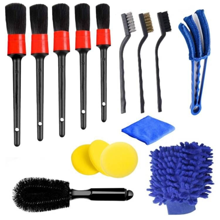 Spazzola per la pulizia dell'auto Spazzola per utensili per autolavaggio in spugna di cera, 15 PCS / Set