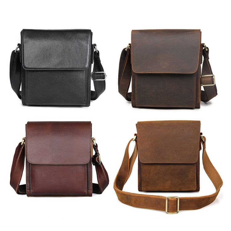 Borsa a tracolla da uomo vintage in pelle di cavallo pazzo, Black, Brown, Dark Brown, Brown Yellow