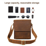 Borsa a tracolla da uomo vintage in pelle di cavallo pazzo, Black, Brown, Dark Brown, Brown Yellow