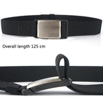 AWMN Cintura da uomo casual in nylon con fibbia magnetica in metallo, lunghezza:, 125cm