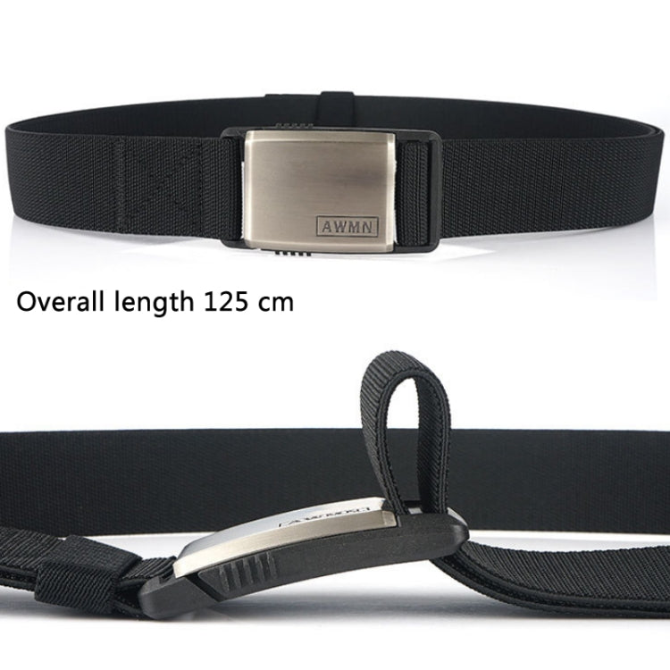 AWMN Cintura da uomo casual in nylon con fibbia magnetica in metallo, lunghezza:, 125cm