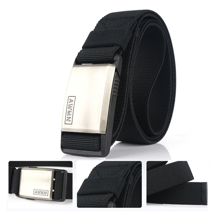 AWMN Cintura da uomo casual in nylon con fibbia magnetica in metallo, lunghezza:, 125cm