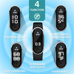 Braccialetto repellente per zanzare ad ultrasuoni M21 con contapassi e funzione orologio e temperatura, M21 (Black), M21 (White)