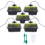 5 set di vassoi per semi di piante, vassoio per piantine con luce crescente, Black, Green