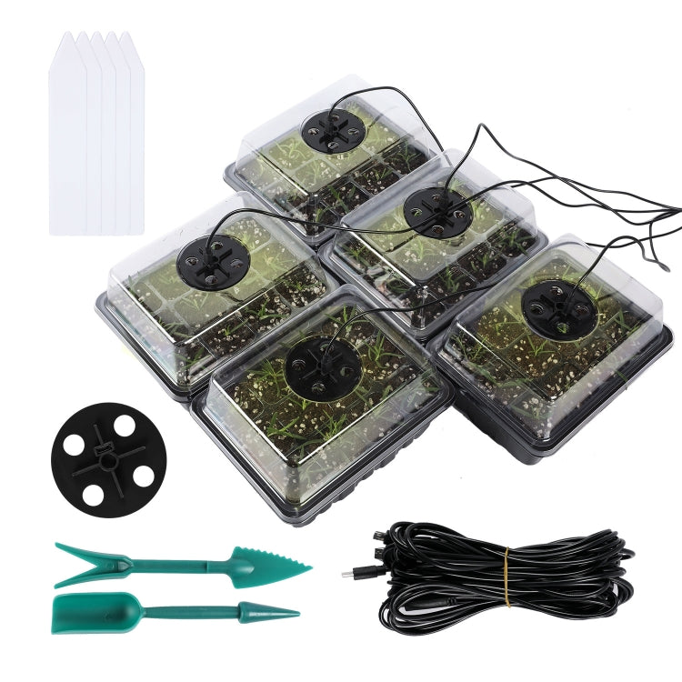5 set di vassoi per semi di piante, vassoio per piantine con luce crescente, Black, Green
