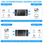 T25 2 in 1 USB3.0 Bidirezionale Switch Printer Sharer Splitter