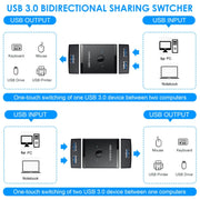 T25 2 in 1 USB3.0 Bidirezionale Switch Printer Sharer Splitter