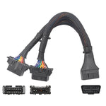 2 in 1 16PIN Cavo di prolunga per gomito OBD per auto Cavo convertito, 2 In 1 16PIN