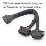 2 in 1 16PIN Cavo di prolunga per gomito OBD per auto Cavo convertito, 2 In 1 16PIN