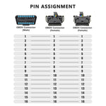 2 in 1 16PIN Cavo di prolunga per gomito OBD per auto Cavo convertito, 2 In 1 16PIN