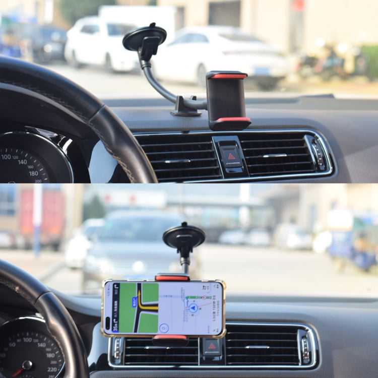 Staffa per clip per cellulare per auto per parabrezza con tubo flessibile lungo a ventosa da 2 pezzi