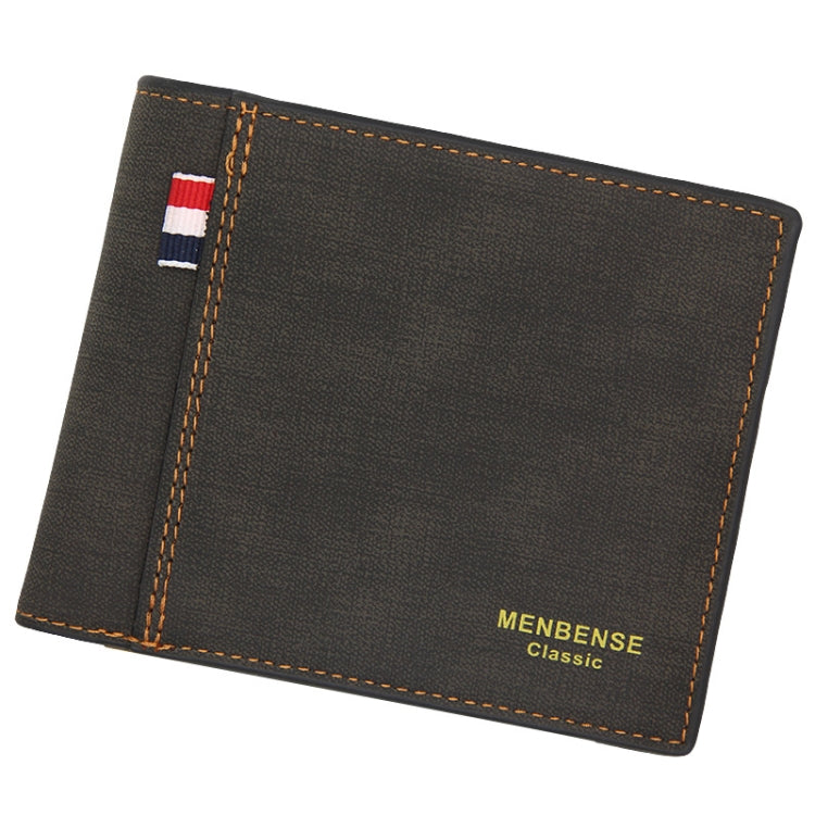MenBense Frosted PU Short Large Capacity Fashion Retro Portafoglio da uomo a tre pieghe, Black, Navy, Dark Brown, Light-Light