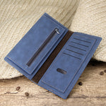 MenBense Portafoglio uomo opaco Portafoglio uomo lungo moda grande capacità, Navy Blue, Black, Dark Brown, Light Brown