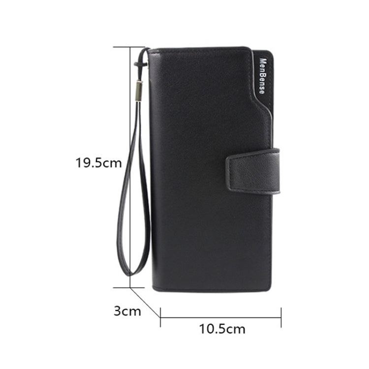 Menbense Fashion Business Simple Handbag PU Portafoglio uomo di grande capacità, Black, Dark Brown