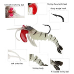 Multi-sezione Testa di piombo Soft Shrimp Esca finta Esca per la pesca in mare d'acqua dolce, 5 Color / Set
