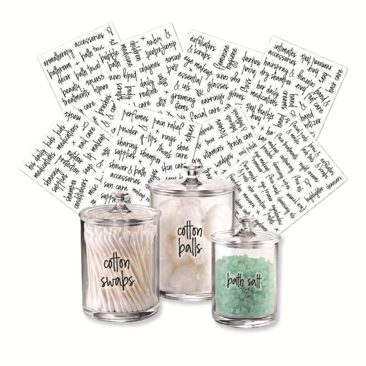 2 set 189 PCS Barattoli da bagno Etichetta Classificazione di archiviazione Adesivi da bagno impermeabili, Jars Label